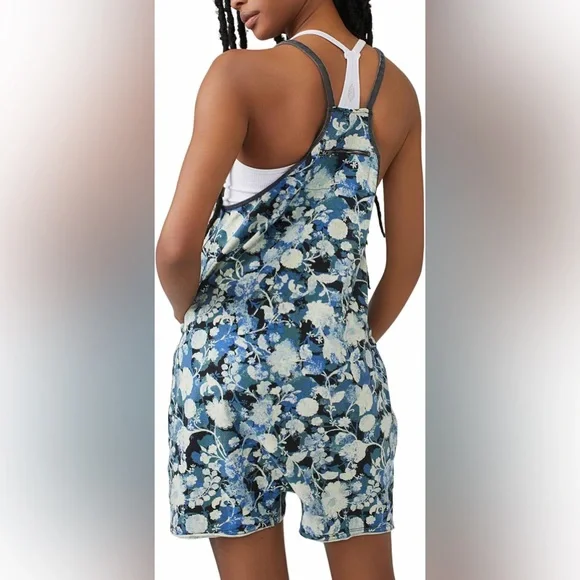 Free People Movement Womens Hot Shot Printed Romper Slouch Medium Blue Outdoors - Picture 2 of 9